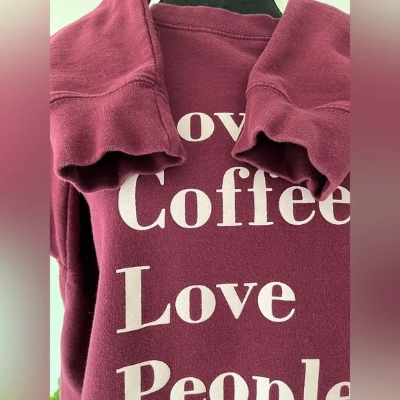 SWEATSHIRT Graphic "Love Coffee Love People" Casual Cabincore Cozy Long Sleeve - Picture 8 of 17